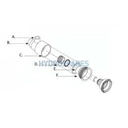 Gunite Power Storm - Jet Assembly Straight (CLICK IN)  1.5" Spg Water x 1" Spg Air  (Threaded Ring & Niche & pipe)