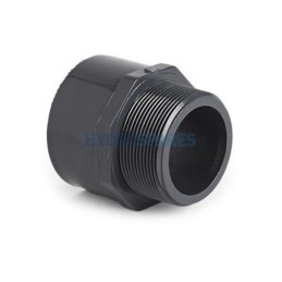 Adaptor - Plain x Threaded  MET Grey 50mm Soc x 1.5" BSP Spg PVC