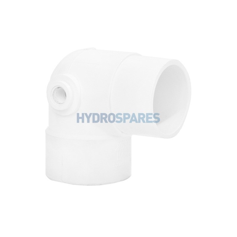 Elbow - 90° Street + Air Relief  IMP White, 2" PVC FxM x 3/8"FPT