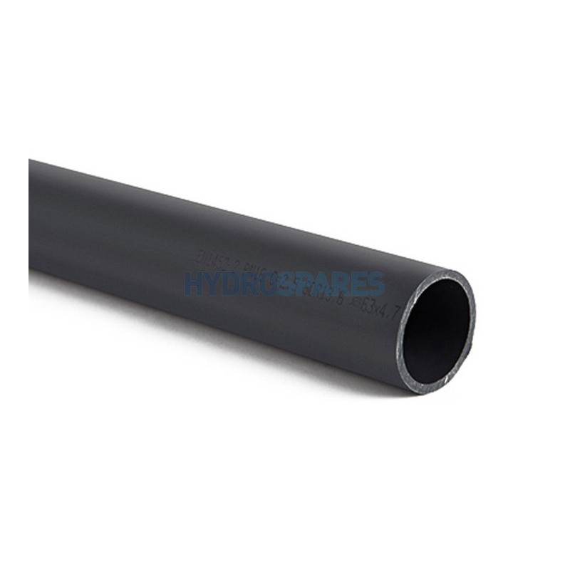 63mm Rigid PVC Pipe PN16 Grey 1m 16Bar