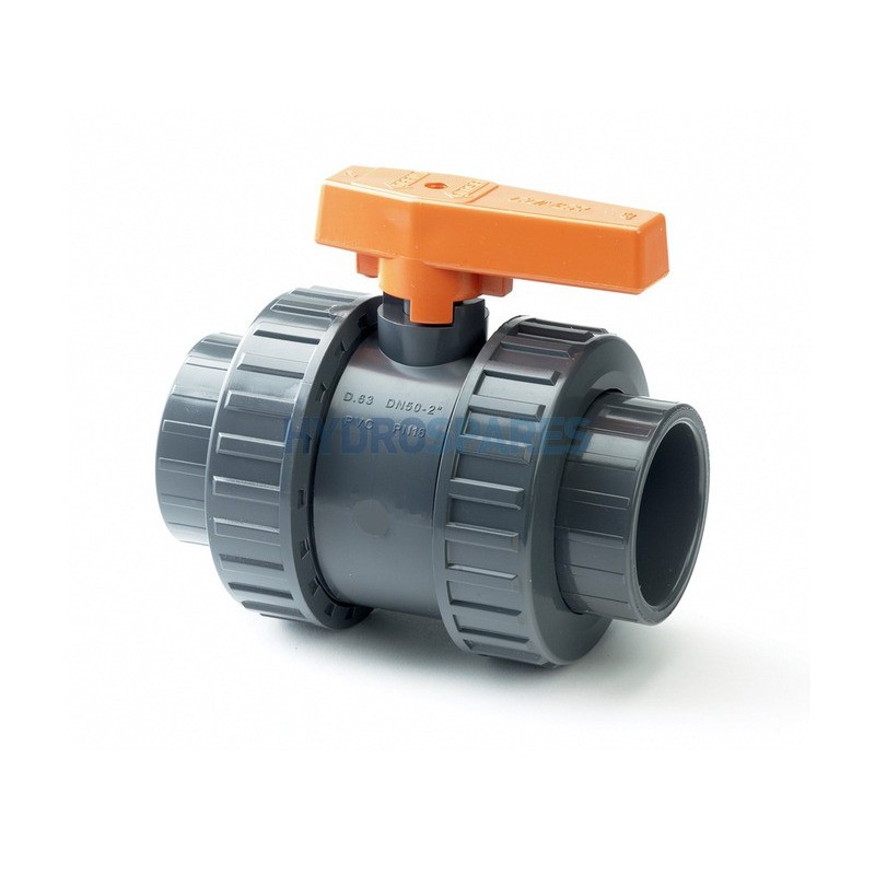 Ball Valve (MET) Double Union - 32mm Soc x Soc Grey PVC