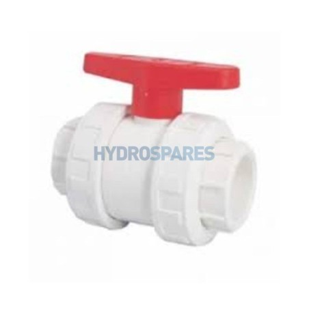 Ball Valve (IMP) Double Union - 2.0" Soc x Soc White PVC