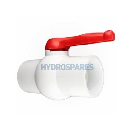 Ball Valve (IMP) - 2.0" White - Soc x Soc - PVC - Red Handle