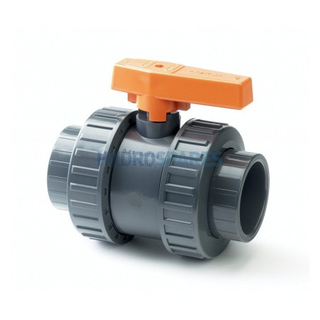 Ball Valve (IMP) Double Union - 1.25" Soc x Soc Grey PVC