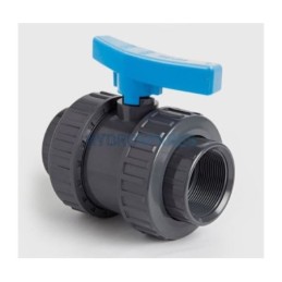 Ball Valve (IMP) Double Union - 2.0" Threaded Soc x Soc - Threaded Grey PVC